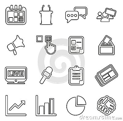 Elections or Voting Icons Thin Line Vector Illustration Set Vector Illustration