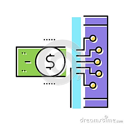 electonic money color icon vector flat illustration Vector Illustration