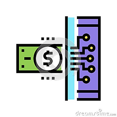 electonic money color icon vector flat illustration Cartoon Illustration