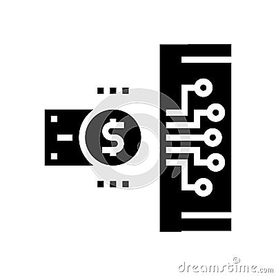 electonic money glyph icon vector black illustration Cartoon Illustration