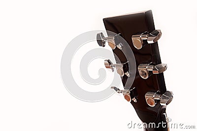 Electric acoustic yellow guitar close up isolated on white Stock Photo