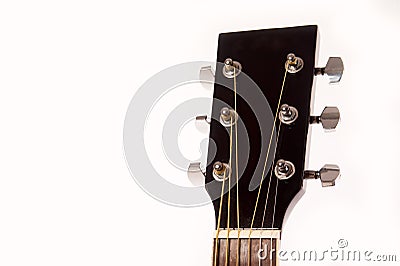 Electric acoustic yellow guitar close up isolated on white Stock Photo