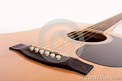 Electric acoustic yellow guitar close up on white Stock Photo