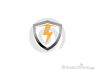 Electric arrow inside the shield for logo design, security icon illustration Vector Illustration