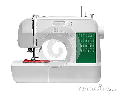Electric automated sewing machine with different settings of embroidery Stock Photo