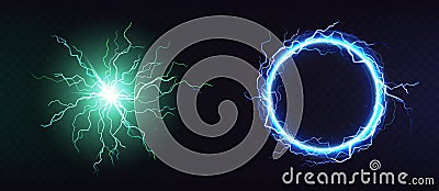 Electric ball, round lightning frame 3d vector Vector Illustration