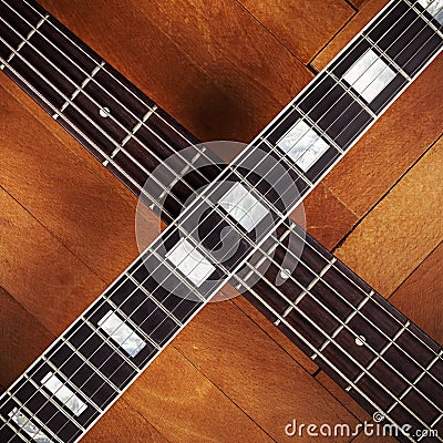 Electric And Bass Guitars Necks Stock Photo