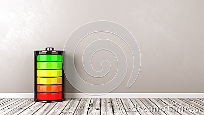 Electric Battery Full Charge on Floor Stock Photo