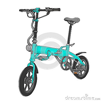 Light blue Electric bicycle cartoon isolated on Transparent background Cartoon Illustration