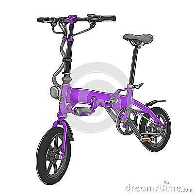 Purple Electric bicycle cartoon isolated on Transparent background Cartoon Illustration