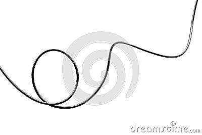 electric black wire cable curled shaped isolate on white background Stock Photo