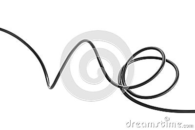 electric black wire cable curled shaped isolate on white background Stock Photo