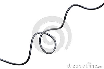 electric black wire cable curled shaped isolate on white background Stock Photo