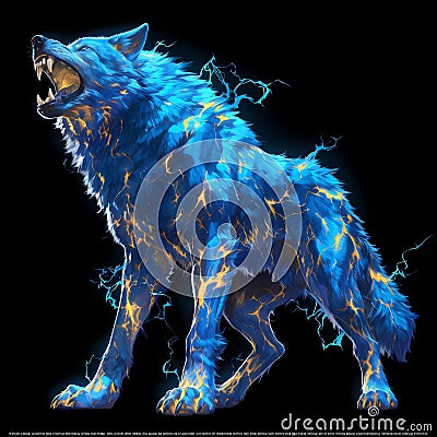 Electric Blue Wolf - Powerful and Majestic Stock Photo