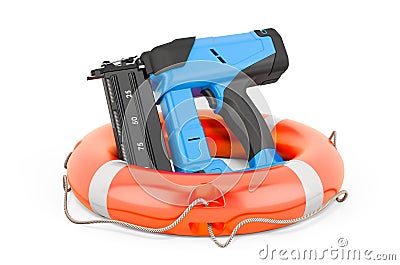 Electric brad nailer with lifebelt, 3D rendering Stock Photo