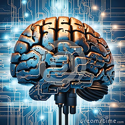 Electric brains, artificial intelligence concept Stock Photo