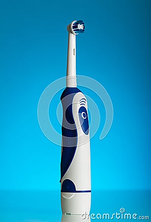 Electric bright beautiful blue toothbrush Stock Photo