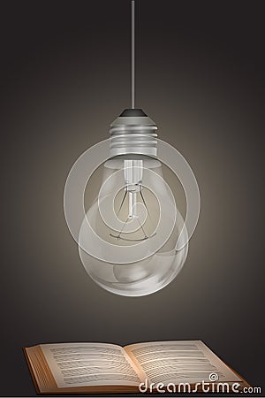 Electric bulb with book Vector Illustration