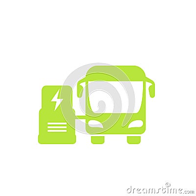 Electric bus icon on white Vector Illustration