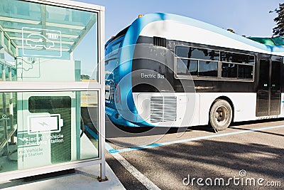 Electric bus on street Stock Photo