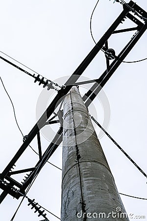 Electric cable. Pillar Macro shooting Stock Photo