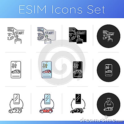 Electric car benefits icons set Vector Illustration