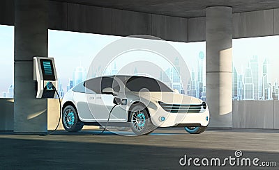 Electric car in charge Stock Photo