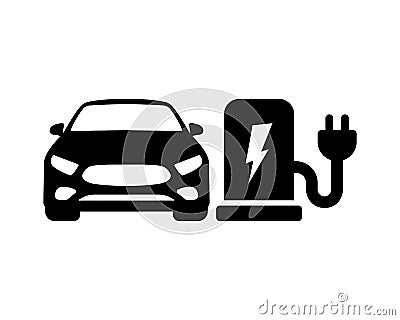 Electric car charge vector icon. Electric refueling. Eco transportation symbol isolated. Vector illustration EPS 10 Vector Illustration