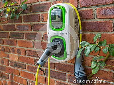 Wall mounted electric car charger Editorial Stock Photo