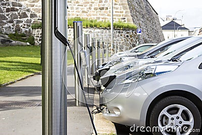 Electric car charging battery Stock Photo