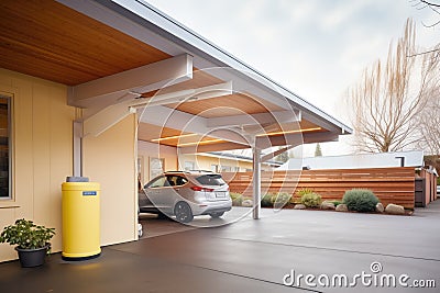 electric car charging in a modern carport Stock Photo