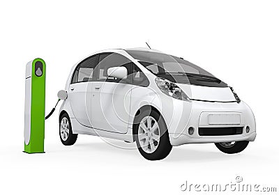 Electric Car in Charging Station Stock Photo