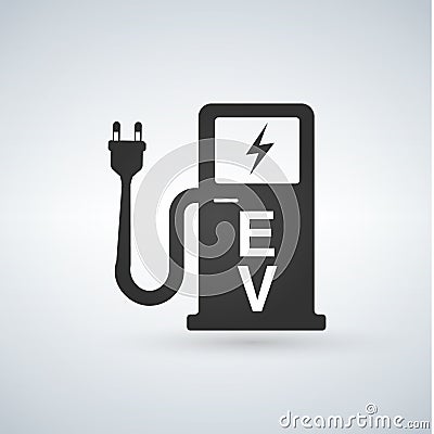 Electric car charging station sign Cartoon Illustration