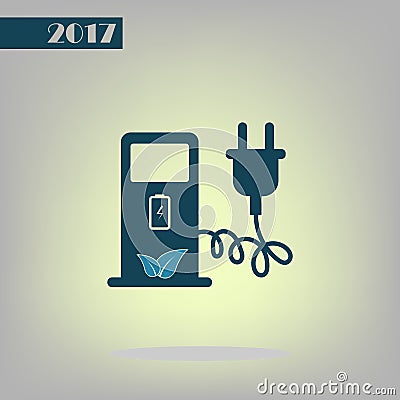Electric car charging station sign icon Cartoon Illustration