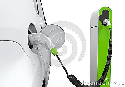 Electric Car in Charging Station Stock Photo