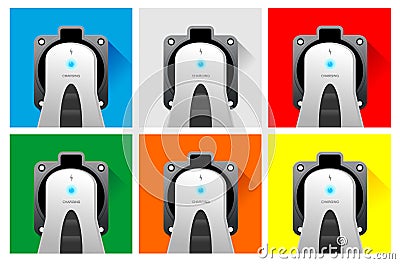 Electric car color charger sockets Stock Photo