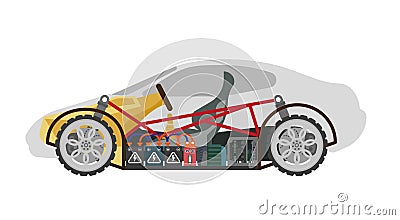 Electric car colorful inner building on white Vector Illustration