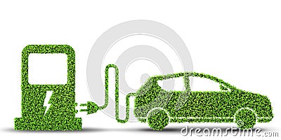 The electric car concept in green environment concept - 3d rendering Stock Photo
