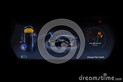 Electric car dashboard panel Stock Photo