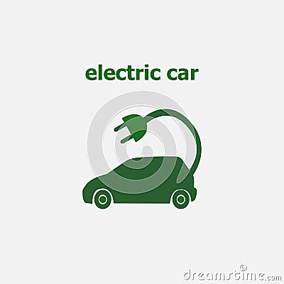 Electric car. ECO. Ecological. Vector illustration. EPS 10 Cartoon Illustration