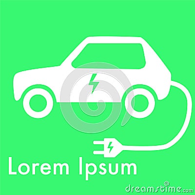 Electric car eco friendly on green background Vector Illustration