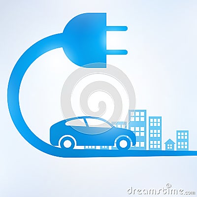 Electric car and Electrical charging station symbol icon Vector Illustration