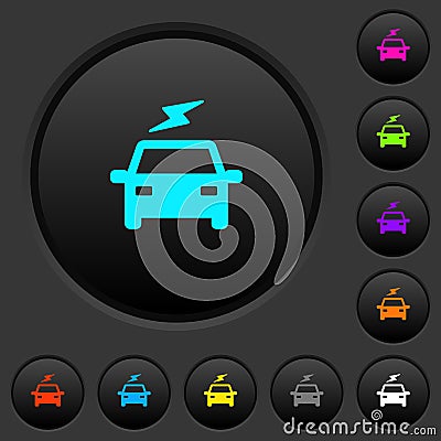 Electric car with flash dark push buttons with color icons Stock Photo