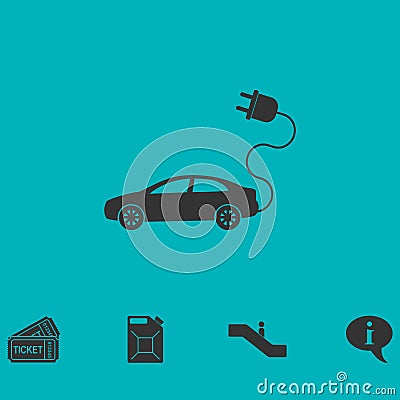 Electric car icon flat Vector Illustration