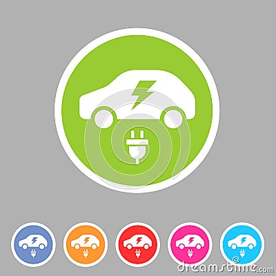 Electric car icon flat web sign symbol logo label Vector Illustration