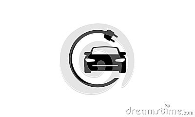 Electric car icon symbol, charging station, battery power and plug logotype, Eco friendly vehicle concept, Vector Vector Illustration