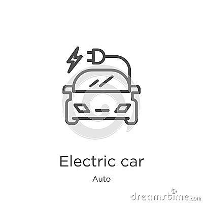 Electric car icon vector from auto collection. Thin line electric car outline icon vector illustration. Outline, thin line Vector Illustration