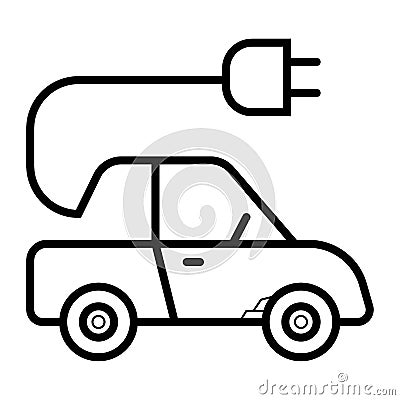 Electric Car Line Icon Stock Photo