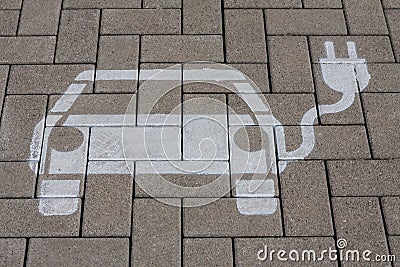 Electric car loading place sign Stock Photo