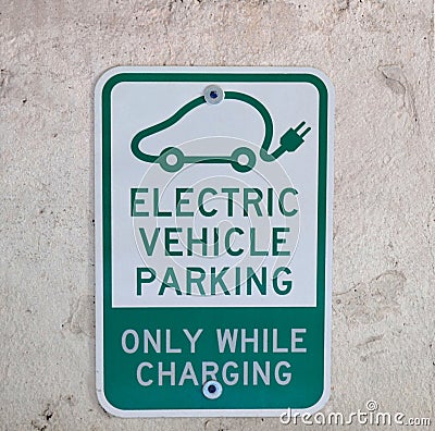 Electric car parking sign for EV vehicles Stock Photo